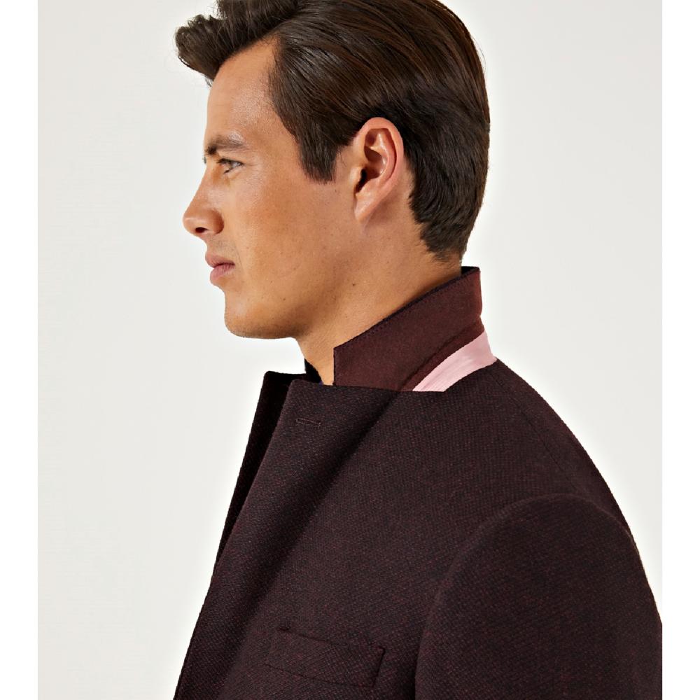 SKOPES BARON WOOL BLEND TEXTURED SPORTS JACKET BERRY 50" REGULAR