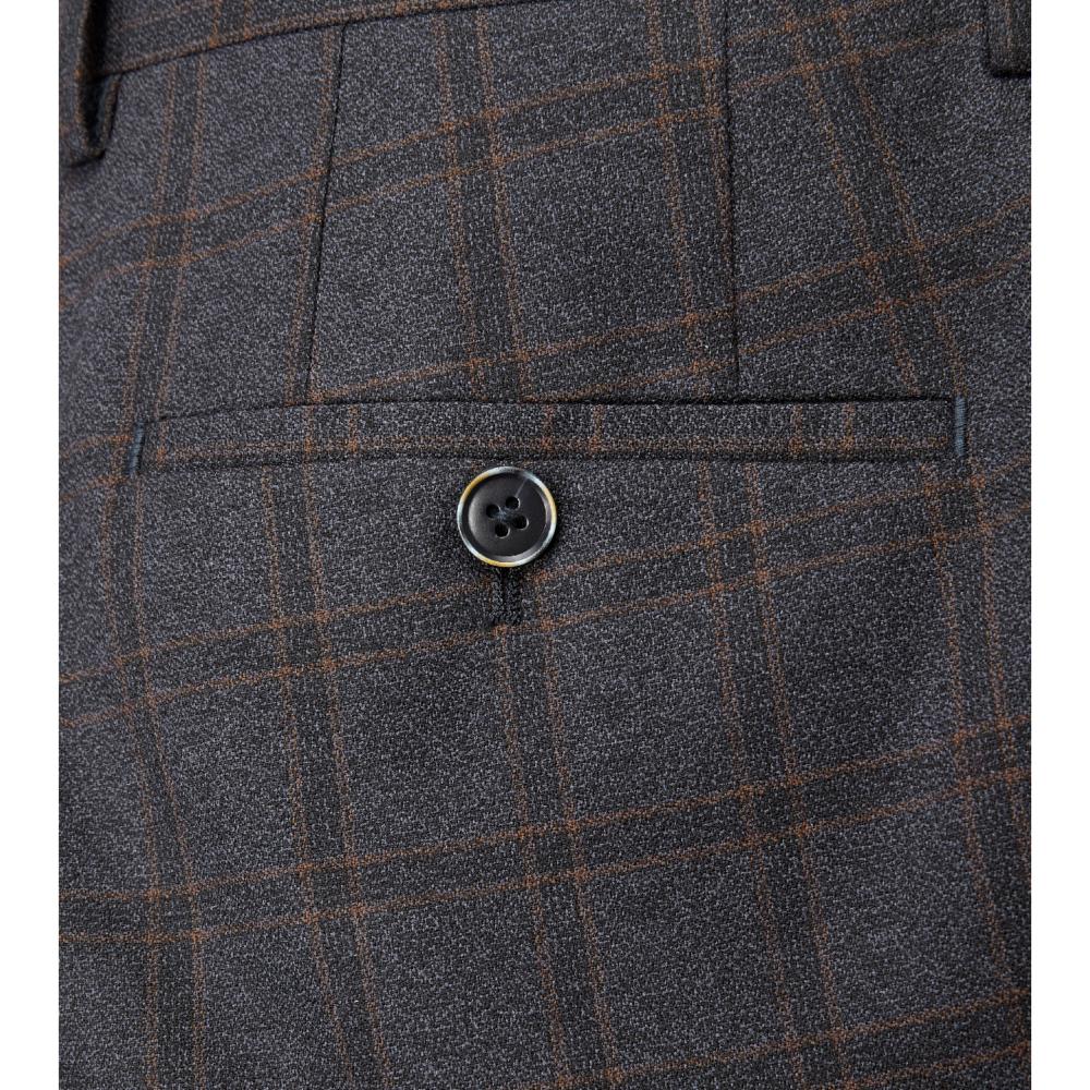 SKOPES CURRY TAILORED CHECK SUIT TROUSERS NAVY/RUST
