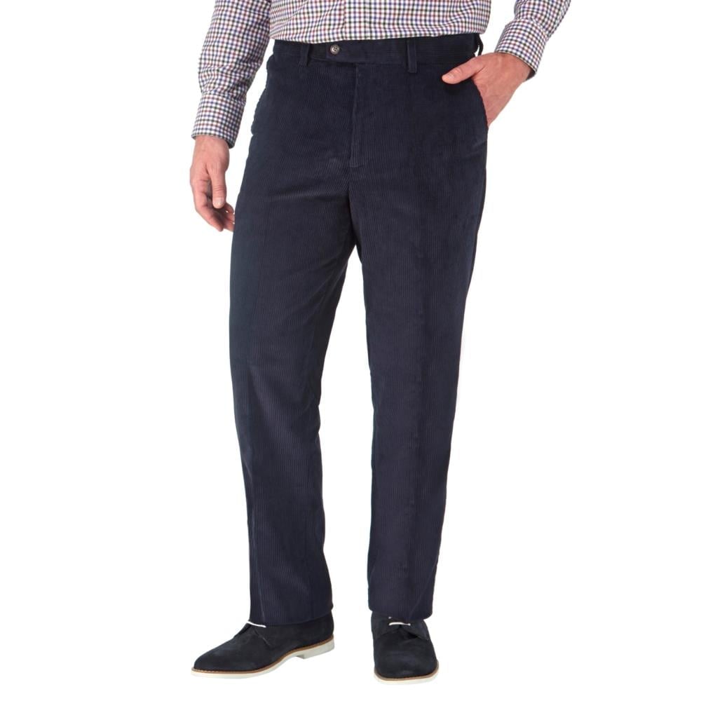 SKOPES LEWIS CORDUROY TROUSERS WITH ACTIVE WAIST NAVY