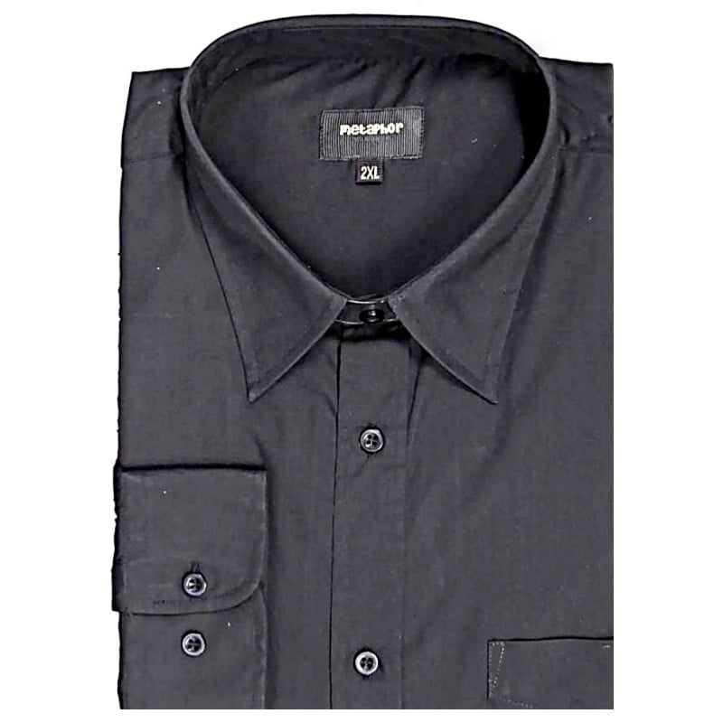 METAPHOR LONG SLEEVE PLAIN SHIRT BLACK
