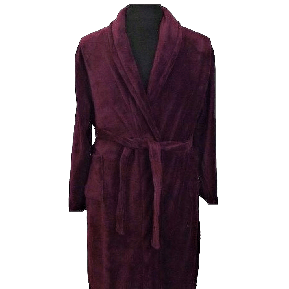 ESPIONAGE BURGUNDY FLEECE DRESSING GOWN