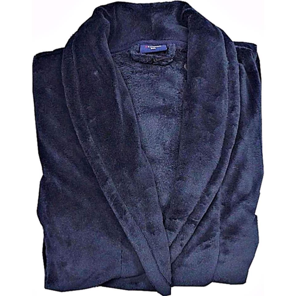 ESPIONAGE Plain Fleece Dressing Gown NAVY PJ068