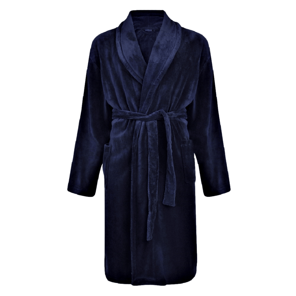 2XL - 8XL ESPIONAGE Plain Fleece Dressing Gown NAVY PJ068
