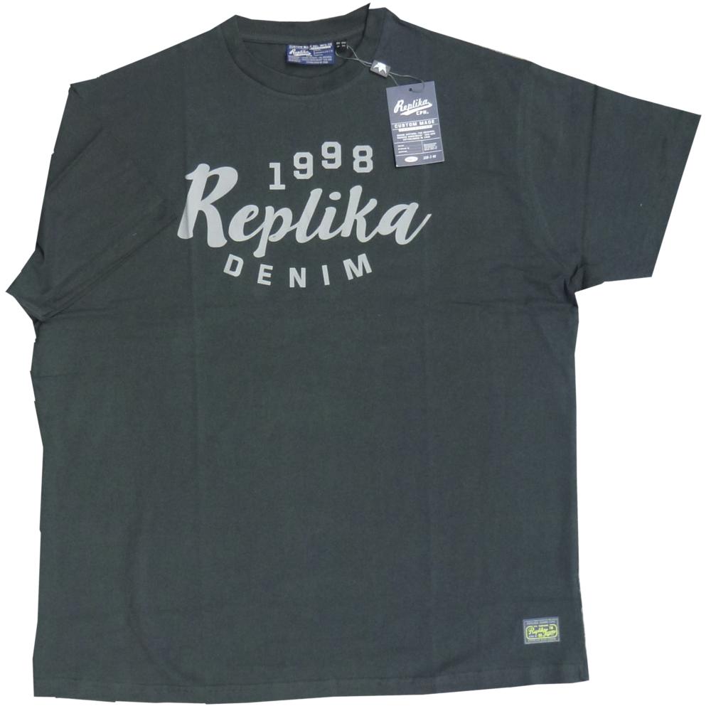 REPLIKA COMBED COTTON PRINTED TEE SHIRT 1998 DENIM GUNMETAL GREY