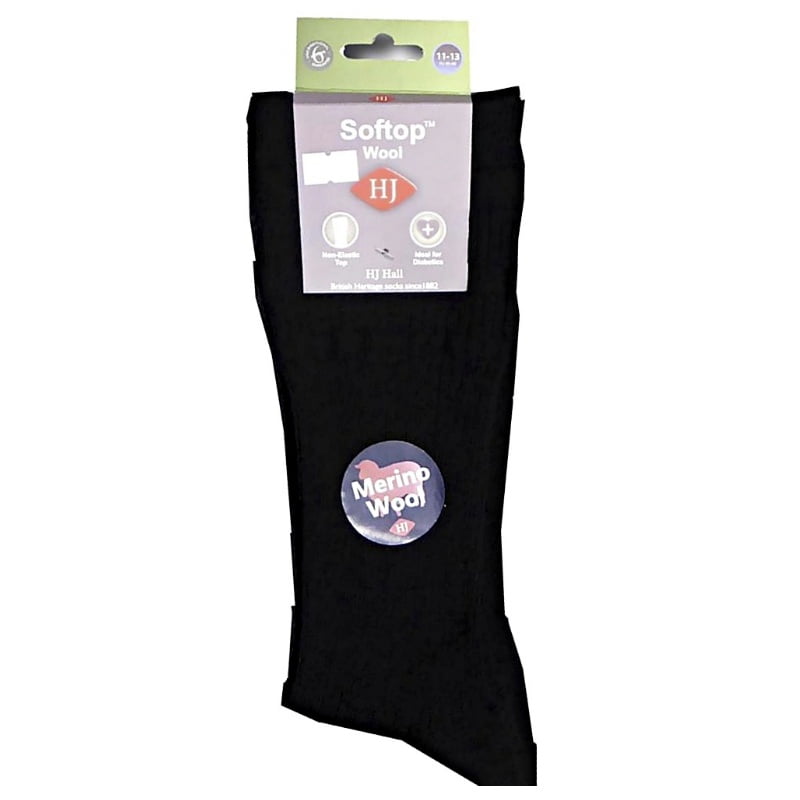 HJ HALL Extra Large Original Soft Top Wool Sock Black HJ90