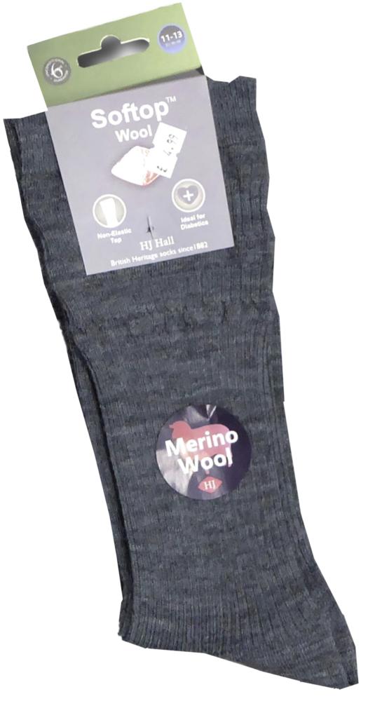 HJ HALL Extra Large Original Soft Top Wool Sock Grey HJ90