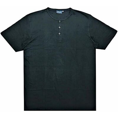 ESPIONAGE NATURAL COTTON GRANDAD T-SHIRT BLACK