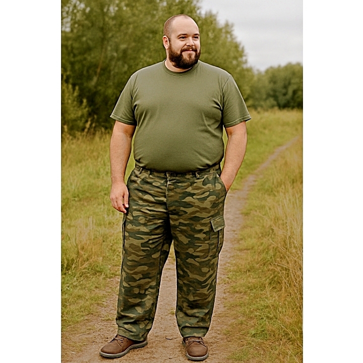ESPIONAGE Camouflage Ripstop Cotton Elasticated Cargo Trousers TR054