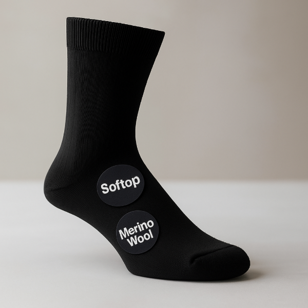 HJ HALL Extra Large Original Soft Top Wool Sock Black HJ90