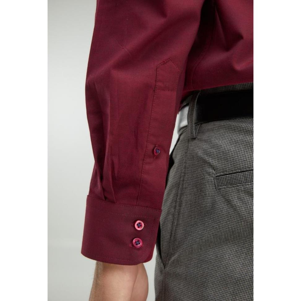 DOUBLE TWO PURE COTTON LONG SLEEVE WOVEN SHIRT RED