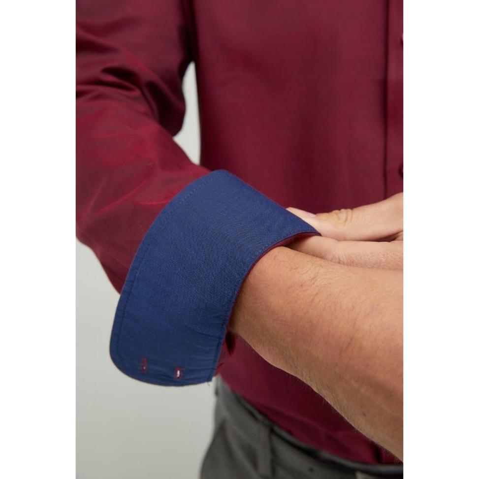 DOUBLE TWO PURE COTTON LONG SLEEVE WOVEN SHIRT RED