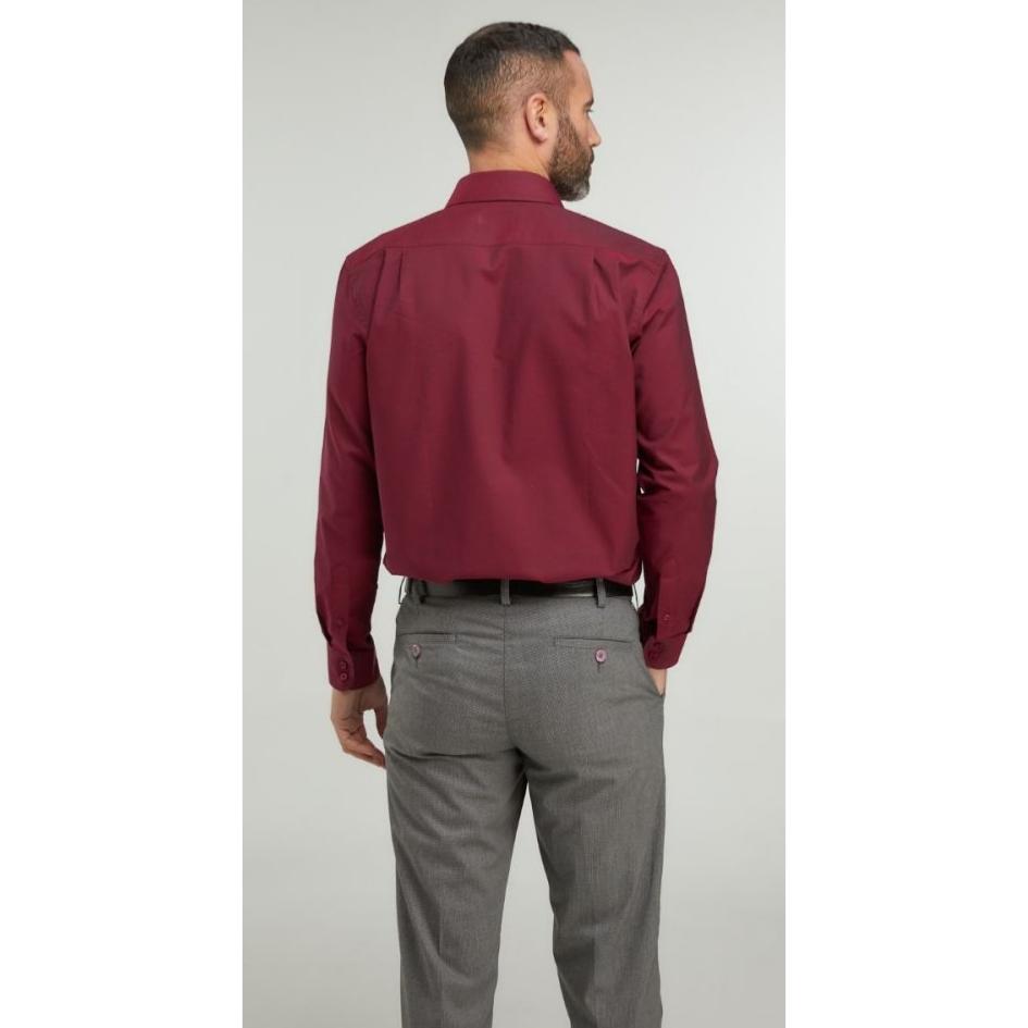 DOUBLE TWO PURE COTTON LONG SLEEVE WOVEN SHIRT RED