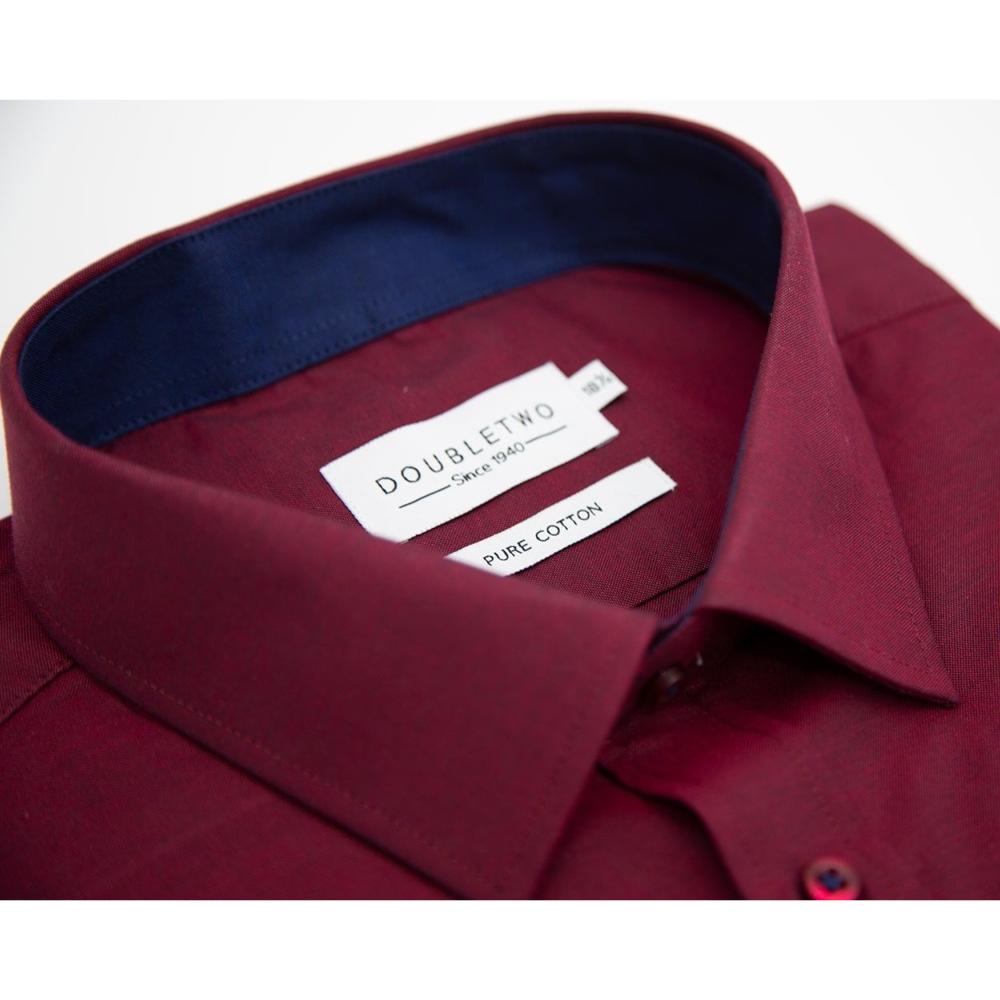 DOUBLE TWO PURE COTTON LONG SLEEVE WOVEN SHIRT RED