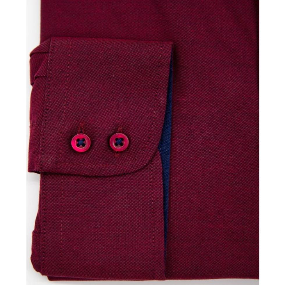 DOUBLE TWO PURE COTTON LONG SLEEVE WOVEN SHIRT RED