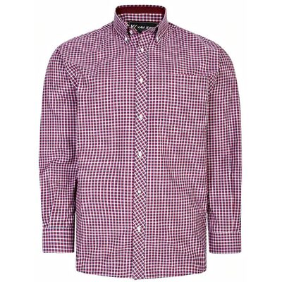 KAM LONG SLEEVE MINI GINGHAM CHECK SHIRT RED / NAVY