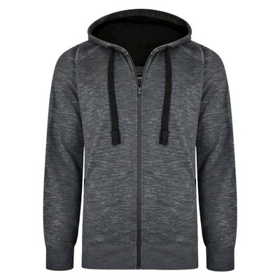 KAM JERSEY MARL HOODY WITH ZIP POCKETS CHARCOAL