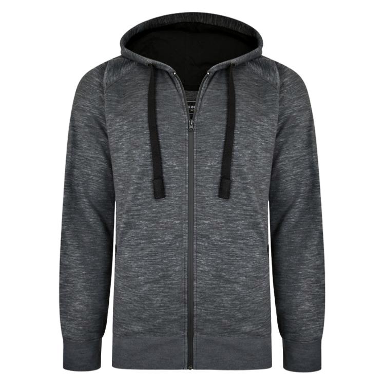KAM JERSEY MARL HOODY WITH ZIP POCKETS CHARCOAL