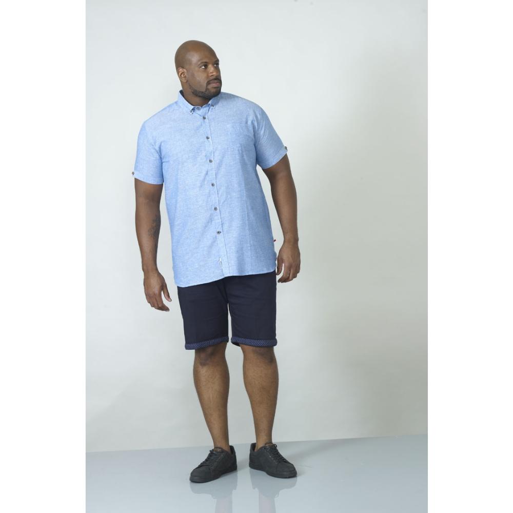 D555 Eric Linen-Cotton Short Sleeve Shirt Blue