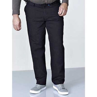 D555 BRUNO BIG MANS CASUAL COTTON CHINO TROUSERS WITH COMFORT STRETCH FIT AND FLEXI-WAIST BLACK