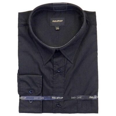 METAPHOR SHORT SLEEVE PLAIN SHIRT BLACK 8XL