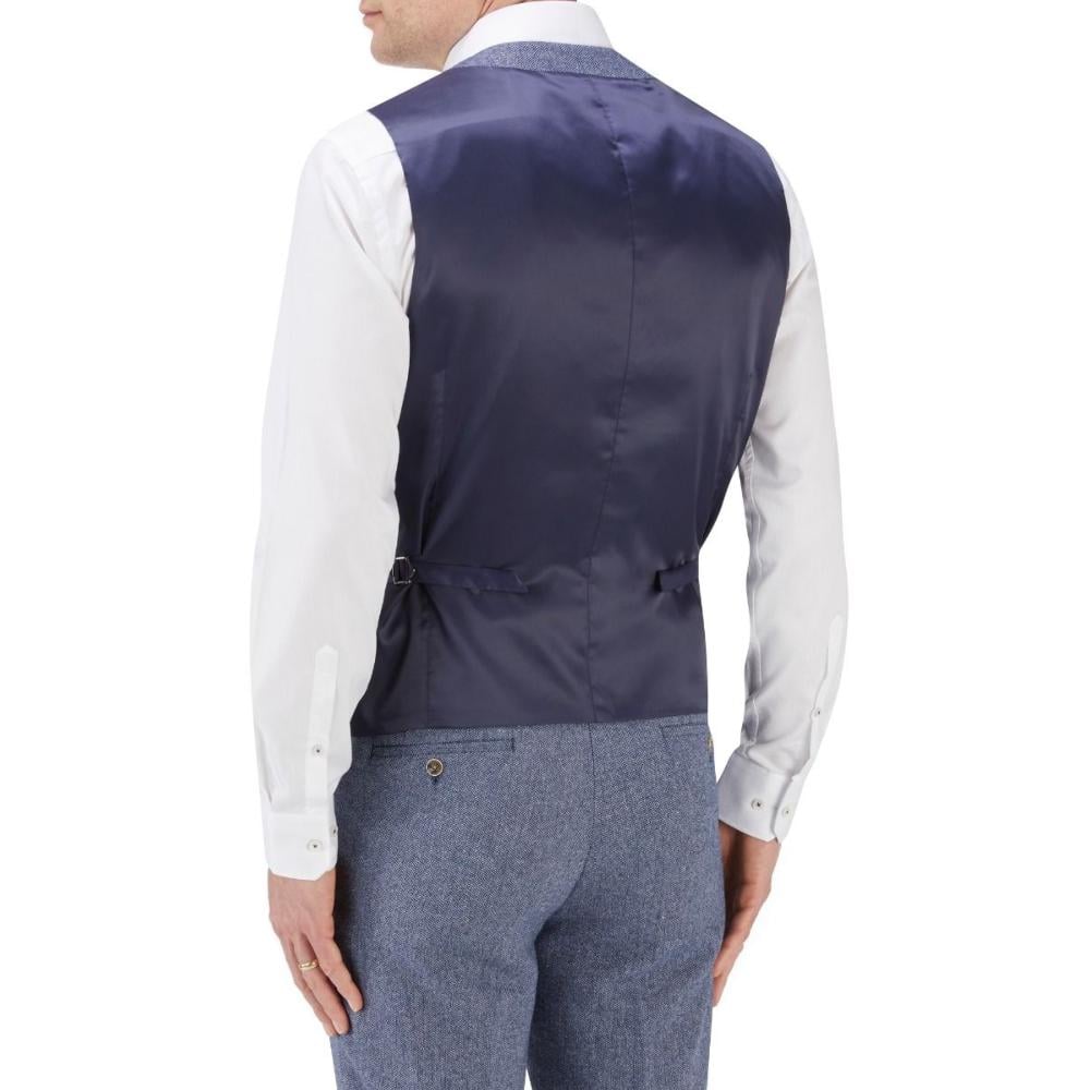 SKOPES JUDE HERRINGBONE EFFECT WAISTCOAT BLUE