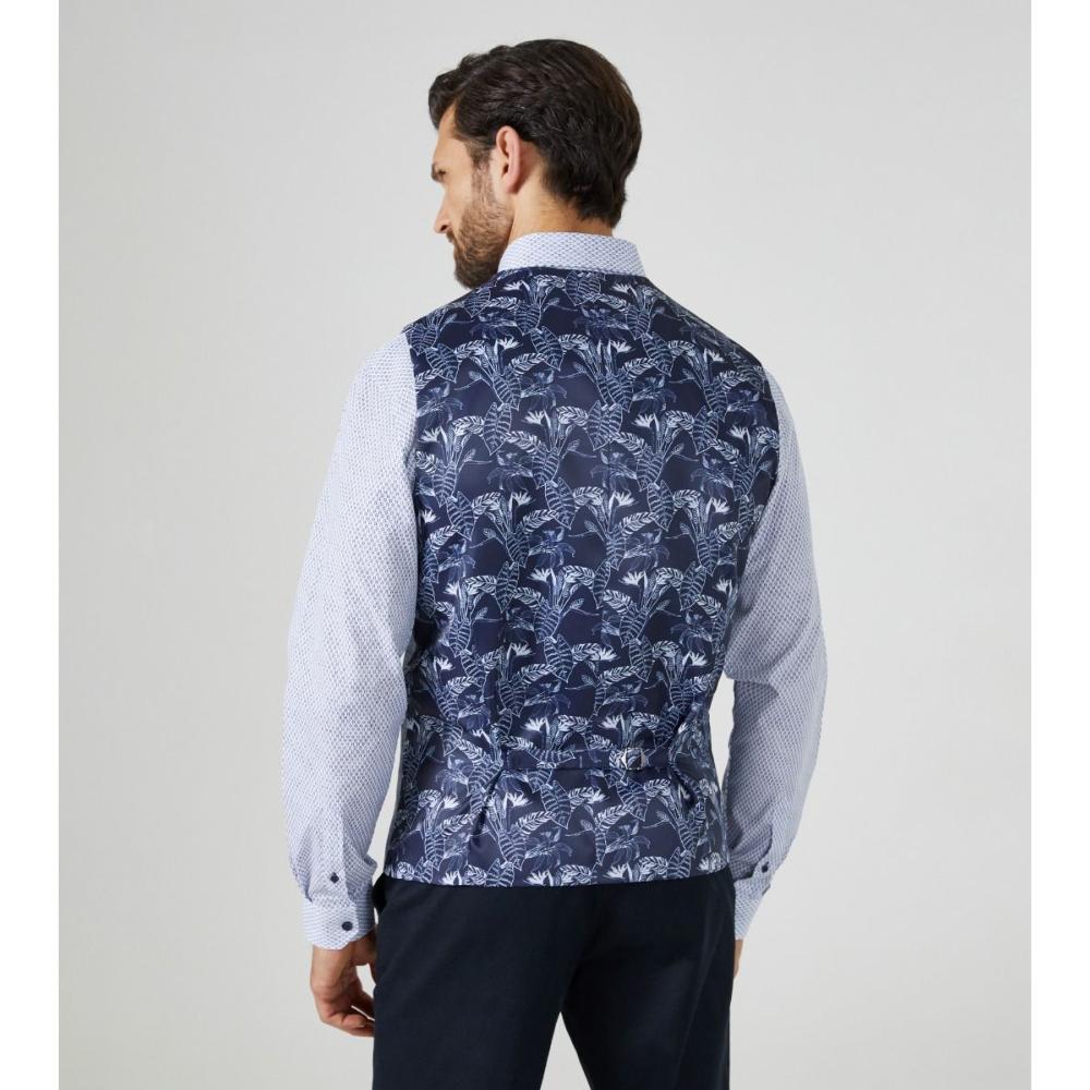 SKOPES LUMIS PALE BLUE CHECK LINEN COTTON WAISCOAT