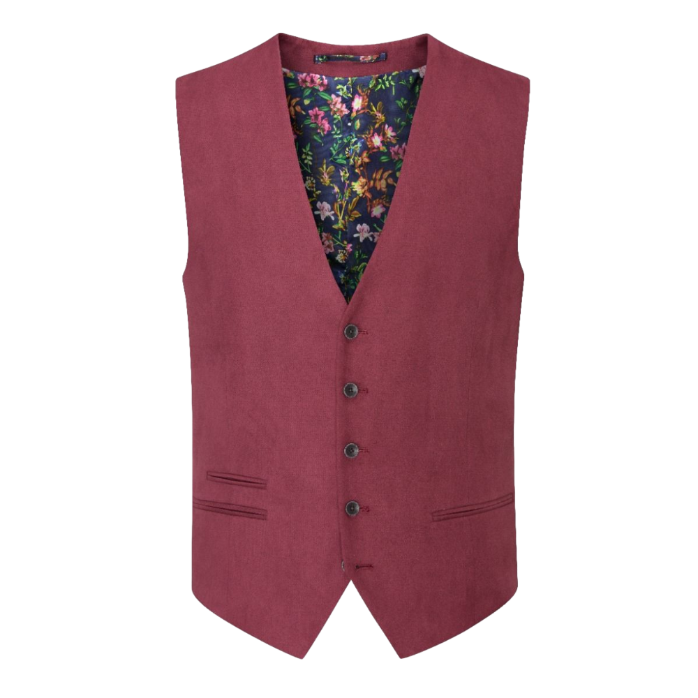 SKOPES CAMPLIN SUEDED WAISTCOAT RASPBERRY