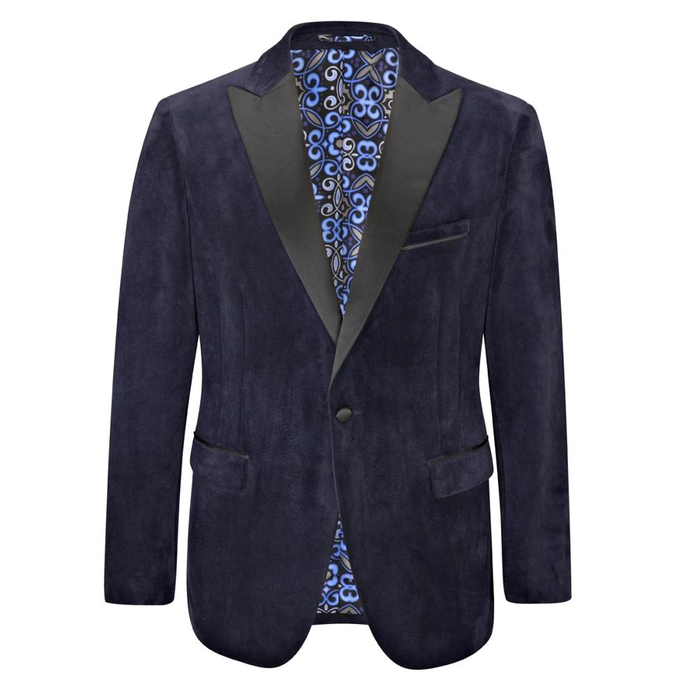 SKOPES JIVE VELVET JACKET WITH SATIN PEAK COLLAR NAVY