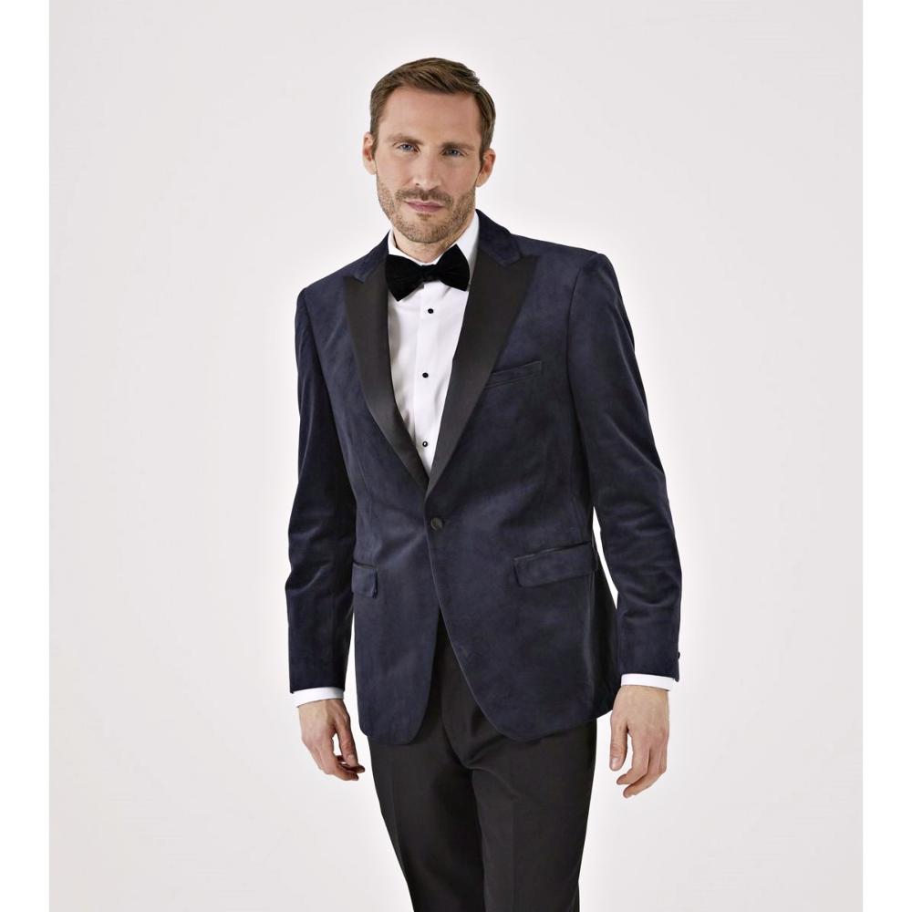 SKOPES JIVE VELVET JACKET WITH SATIN PEAK COLLAR NAVY