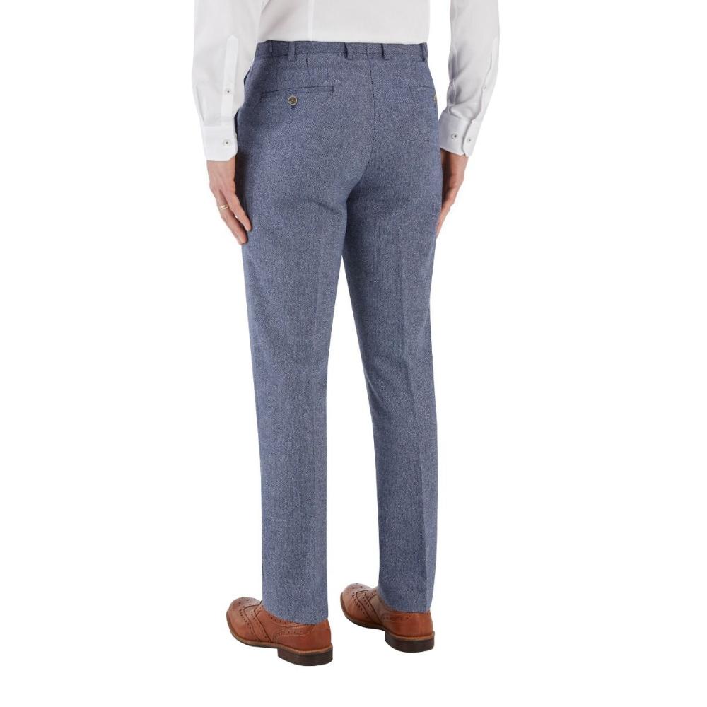 SKOPES JUDE HERRINGBONE EFFECT TROUSERS BLUE