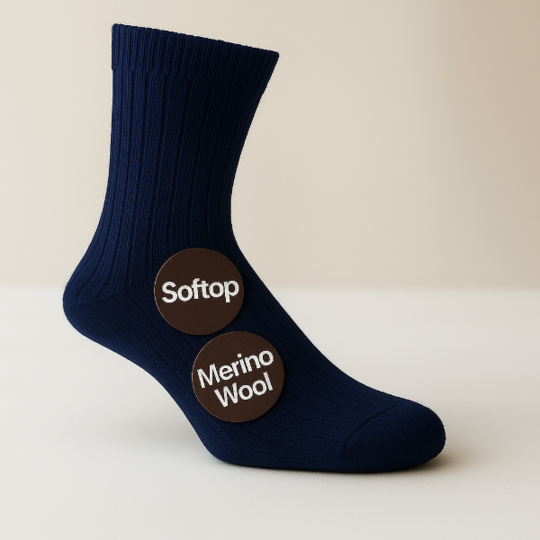 HJ HALL Extra Large Original Soft Top Wool Sock Navy HJ90