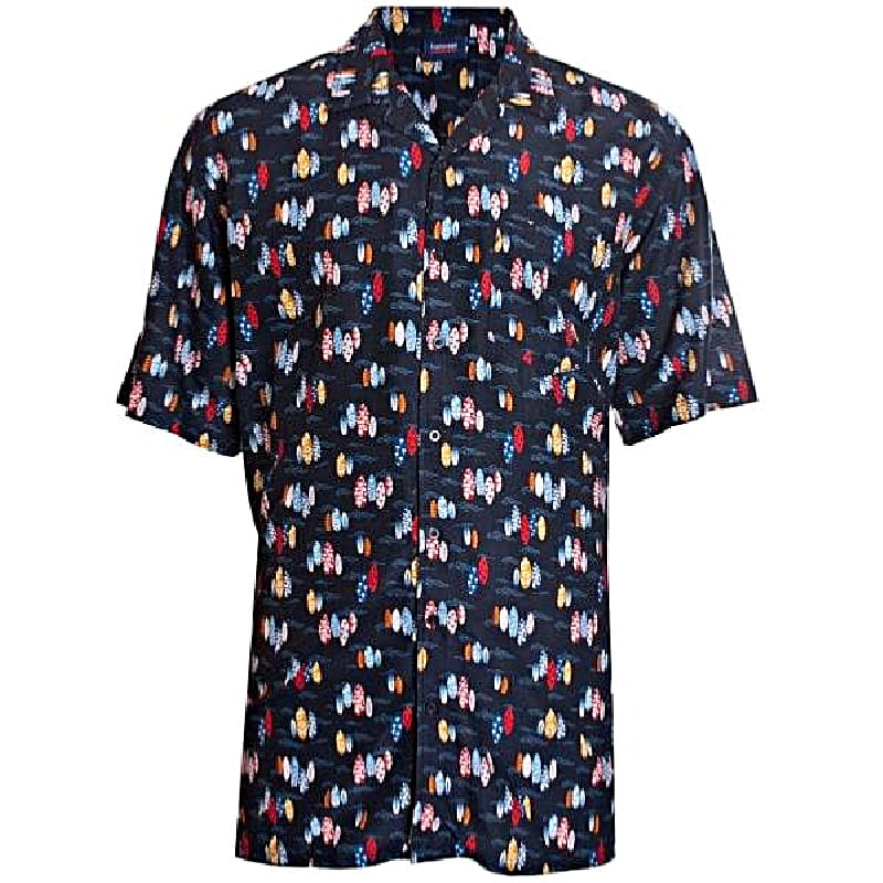 ESPIONAGE SURFBOARD ALL OVER PRINT SHIRT WITH REVERE COLLAR NAVY