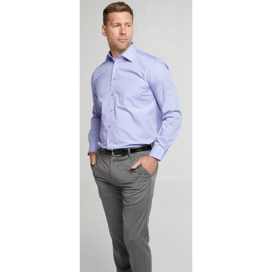 DOUBLE TWO NON-IRON COTTON RICH LONG SLEEVE SHIRT BLUE