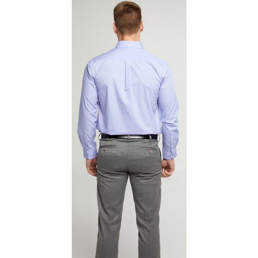 DOUBLE TWO NON-IRON COTTON RICH LONG SLEEVE SHIRT BLUE