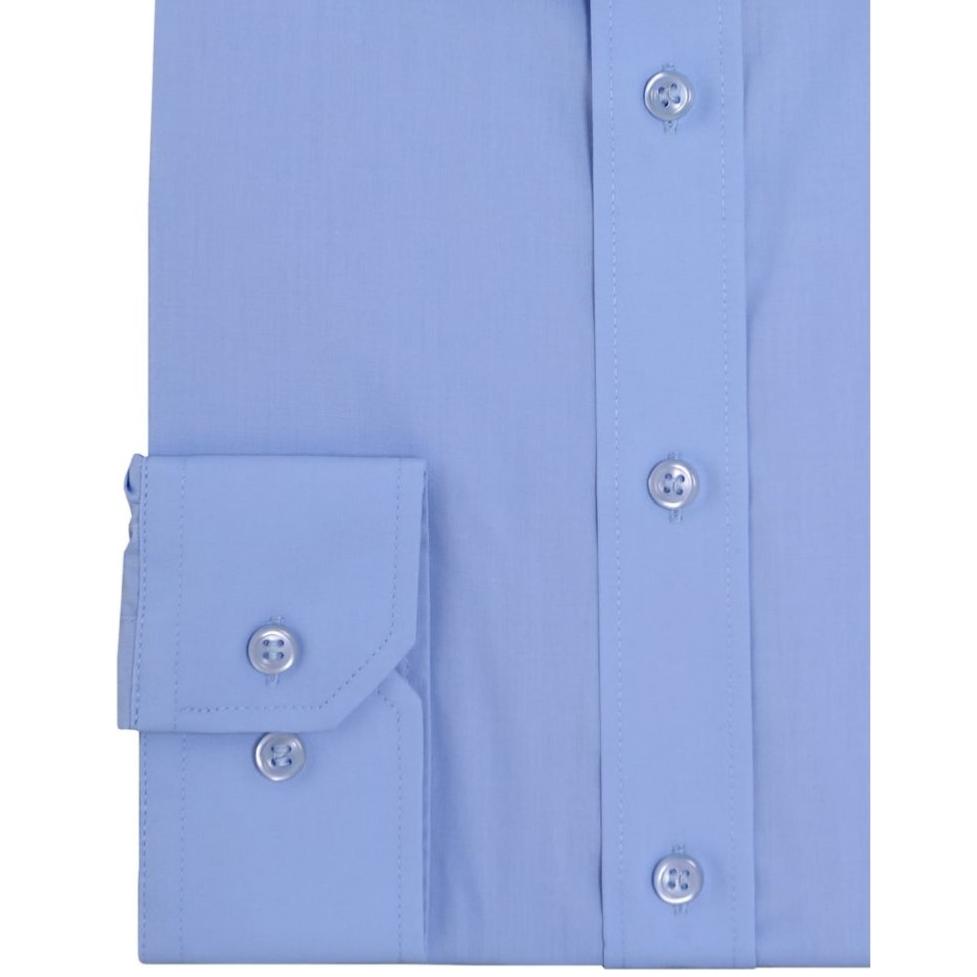 DOUBLE TWO NON-IRON COTTON RICH LONG SLEEVE SHIRT BLUE