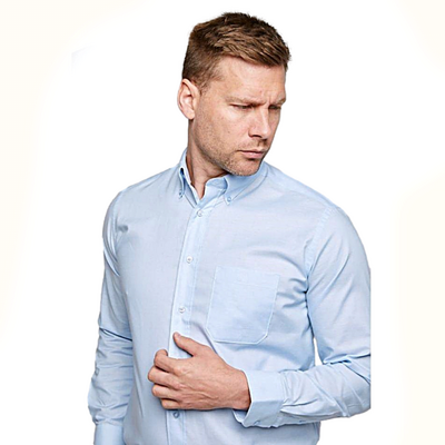 DOUBLE TWO LONG SLEEVE OXFORD SHIRT BLUE