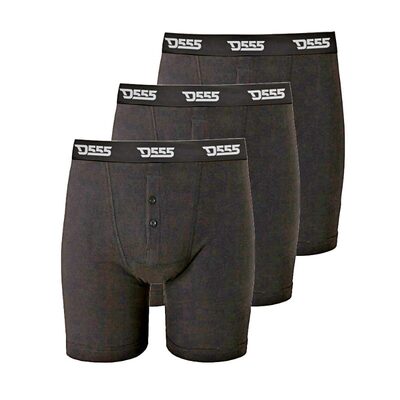 D555 DRIVER 3 PACK COTTON RIB BOXER SHORTS WITH BUTTON FLY