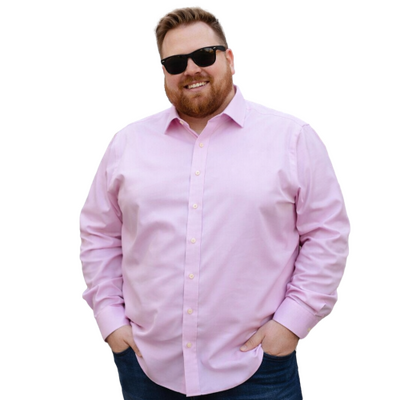 DOUBLE TWO NON-IRON COTTON RICH LONG SLEEVE SHIRT PINK