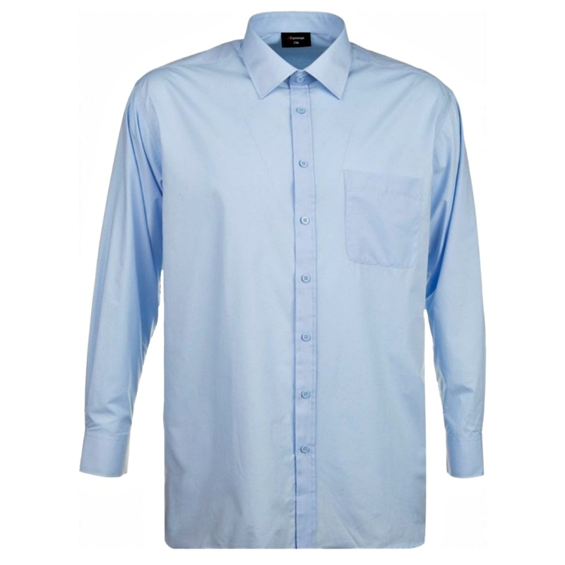 Espionage Plain Collar Long Sleeve Shirt Blue SH151