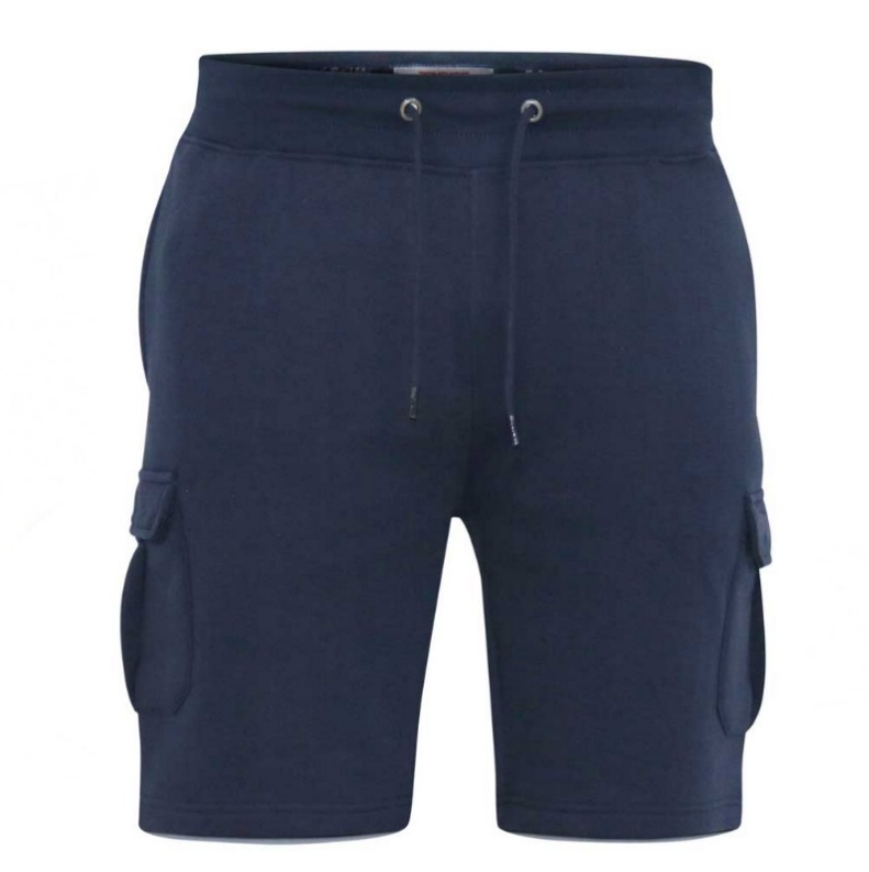 D555 CYRUS ELASTICATED WAIST FLEECE JOG CARGO SHORTS NAVY