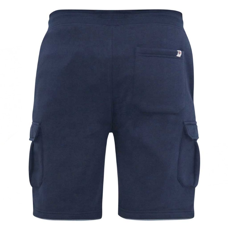 D555 CYRUS ELASTICATED WAIST FLEECE JOG CARGO SHORTS NAVY