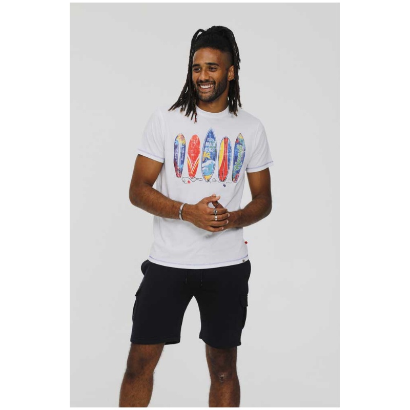 D555 Bridgford Surf Board Print Big Tee White