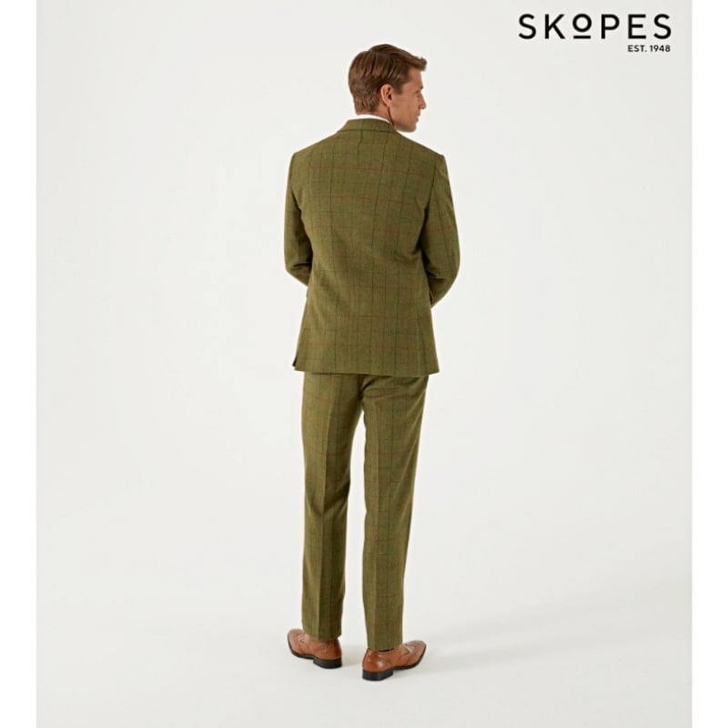 OSWIN - SKOPES WOOL BLEND HERRINGBONE TWEED JACKET WITH OVER CHECK GREEN