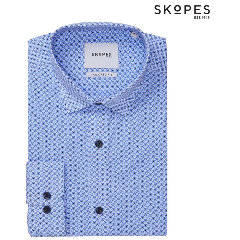 SKOPES TAILORED FIT FORMAL SHIRT BLUE FLORAL
