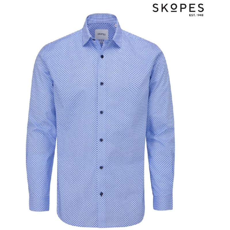 SKOPES TAILORED FIT FORMAL SHIRT BLUE FLORAL