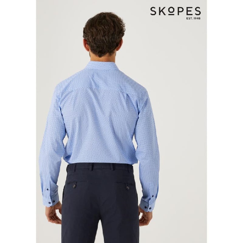 SKOPES TAILORED FIT FORMAL SHIRT BLUE FLORAL