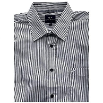 COTTON VALLEY SHORT SLEEVE FINE STRIPE SHIRT BLACK/WHITE
