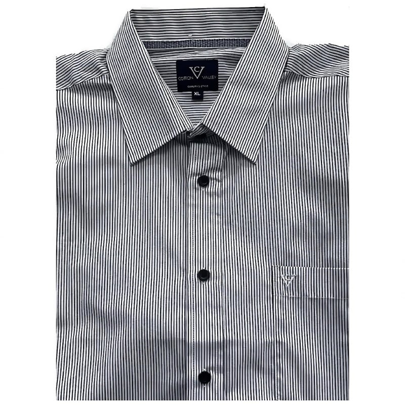 COTTON VALLEY SHORT SLEEVE FINE STRIPE SHIRT BLACK/WHITE