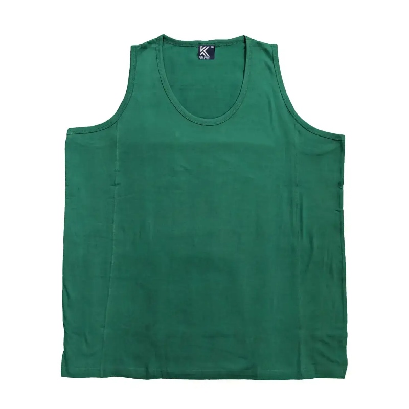 KAM Big Mens Plain Cotton Vest Green