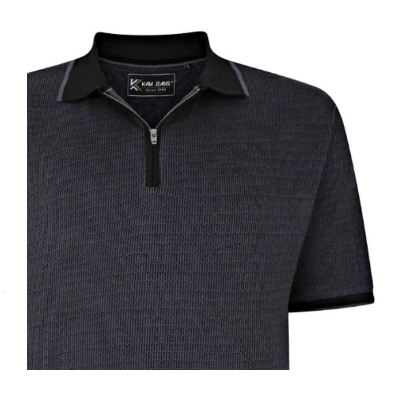 KAM JERSEY WEAVE 1/4 ZIP NECK POLO BLACK - 6XL CLEARANCE
